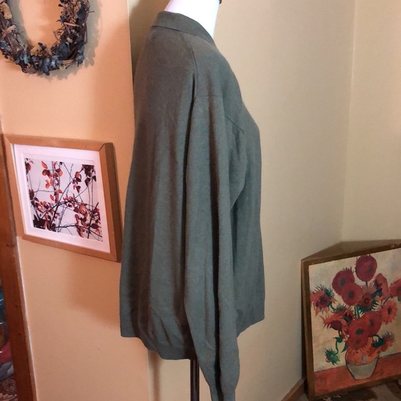 Vtg ALLEN SCULLY Size XL Mens 2-Ply Cashmere 3-BtnNeck Polo Sweaters Olive Green - Picture 5 of 12